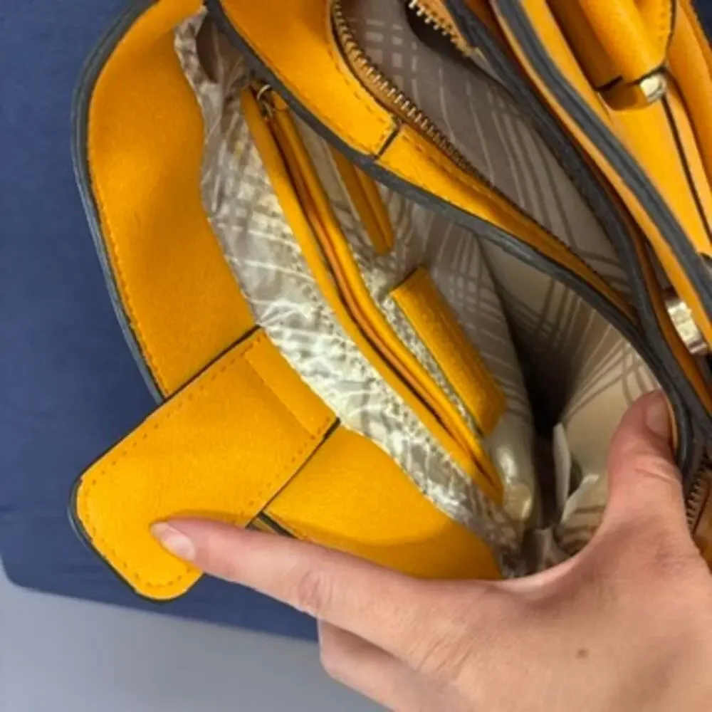 London Fog Sunshine Yellow Structured Satchel Purse
